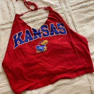 Red KU Jayhawk Halter Tank Top